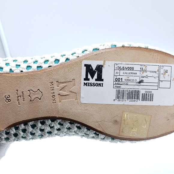 Missoni Pom-Pom Bianco Ballerina Flats SZ 38 EUC - Picture 6 of 8